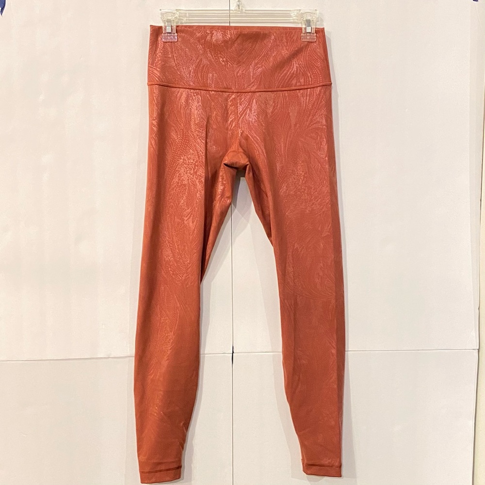 Lululemon Leggings Pants Pumpkin Spice Size 8 Shiny Pattered